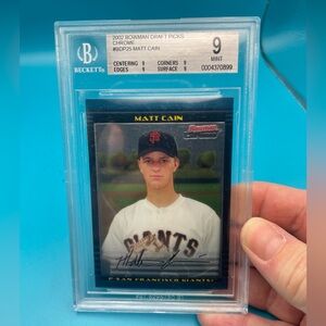 MATT CAIN 2002 Bowman Draft Picks CHROME Rookie Card RC BGS 9 MINT Perfect Game